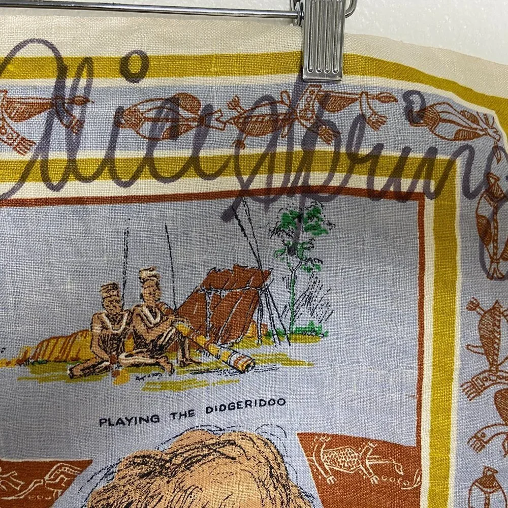 Vintage NEW Australian Aboriginal Tea Towel Pure Linen 21